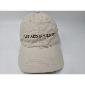Just Add Bourbon Strapback Adjustable Hat Cap Cotton Whiskey Dad Men Women Beige